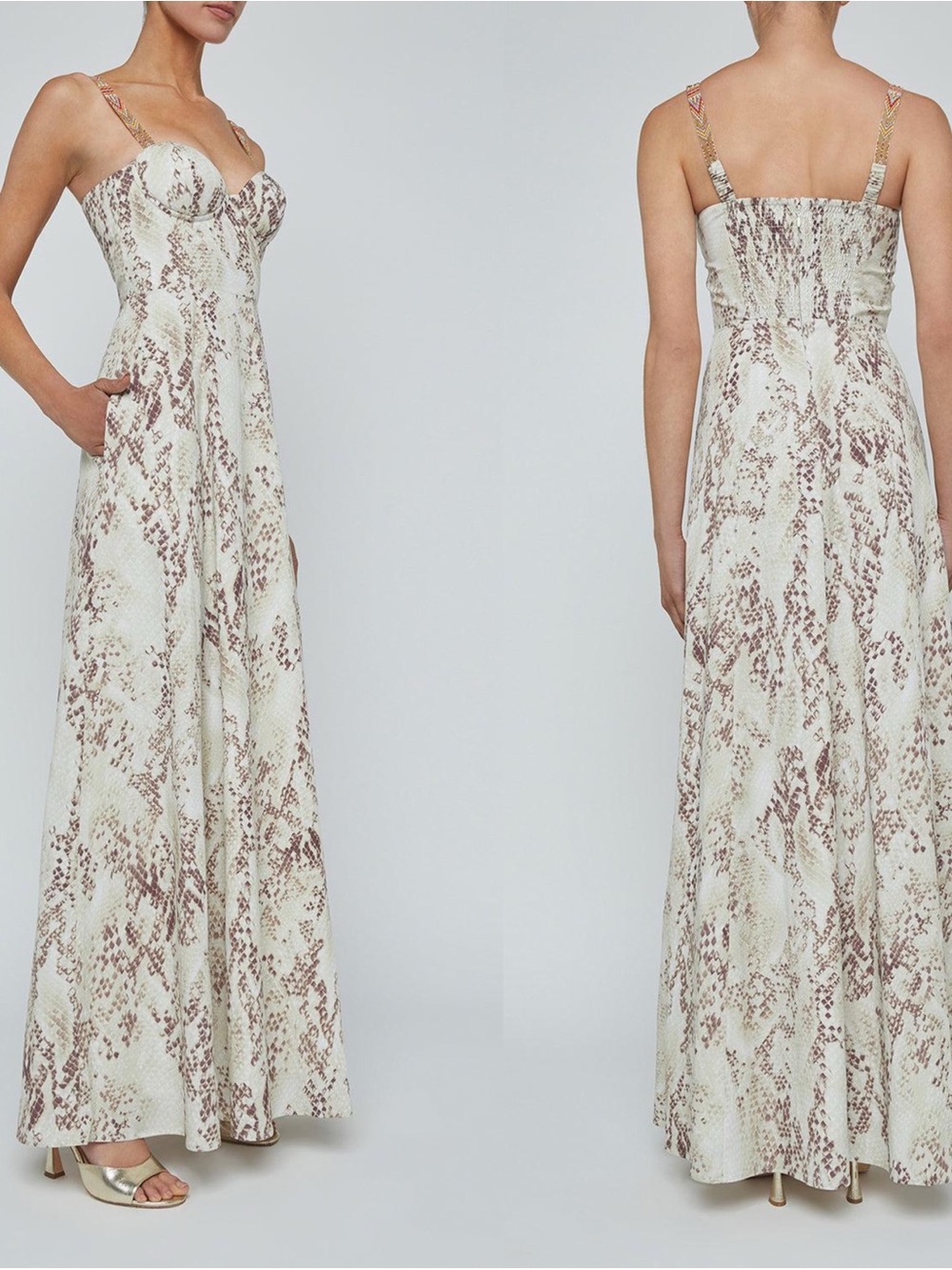L'AGENCE Sutton Beaded Strap
Maxi Dress Snake Print US 2 $725